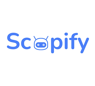 Scopify logo, a Proge-Software solution, featuring a stylized robot in place of the letter “o”.