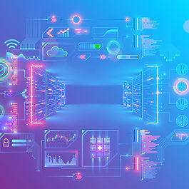 Abstract illustration of AI agents supporting document process mapping, data quality governance, and digital data management