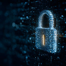 Lucchetto digitale che rappresenta la sicurezza informatica, la protezione dei dati e la conformità alle normative NIS2 e DORA.